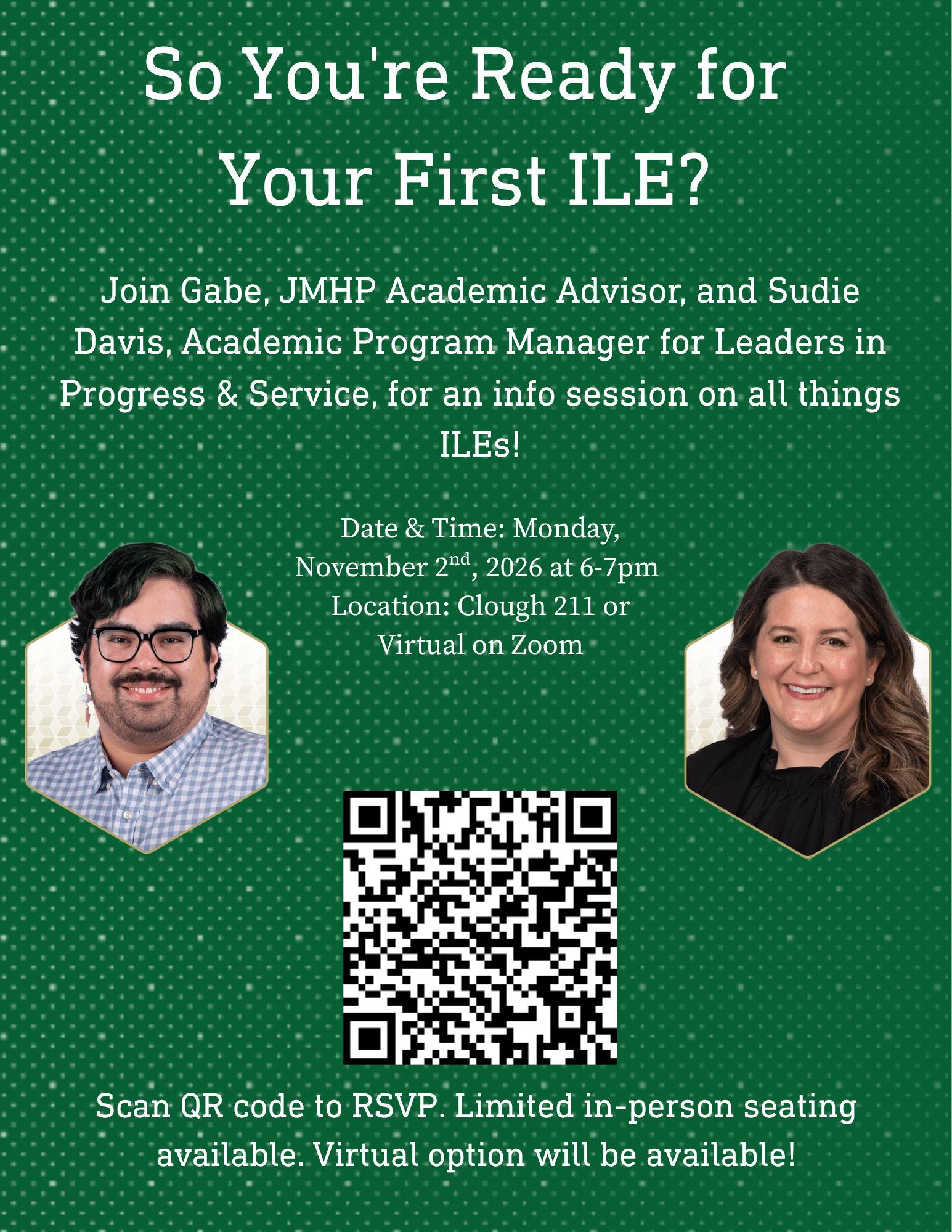 Flyer for the ILE information session
