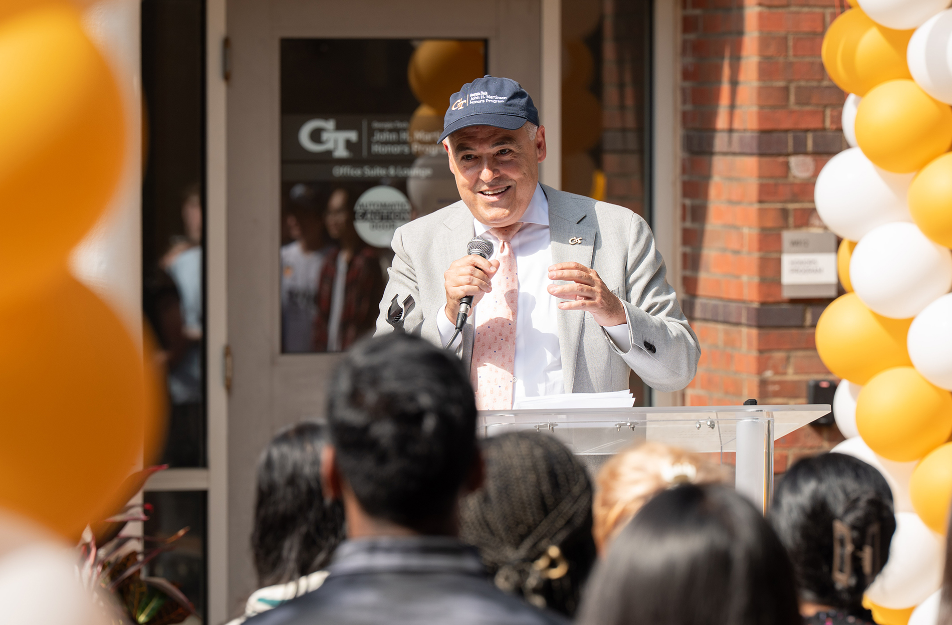 President Ángel Cabrera speaks at the John H. Martinson Honors Program Naming Celebration on Aug. 27. Photo by Joya Chapman. President Ángel Cabrera speaks at the John H. Martinson Honors Program Naming Celebration on Aug. 27. Photo by Joya Chapman.